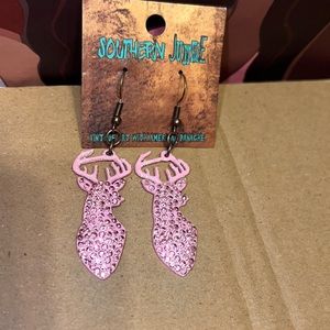 New Southern Junkie Pink Sparkly Deer Metal Earrings